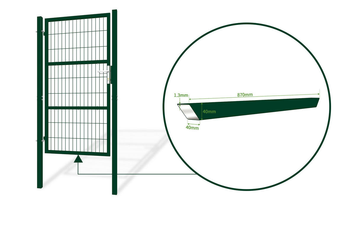 ZAUNTOR Razo grün 1m H.180cm Metall - Grün, Metall (106/186cm) - Casanoov