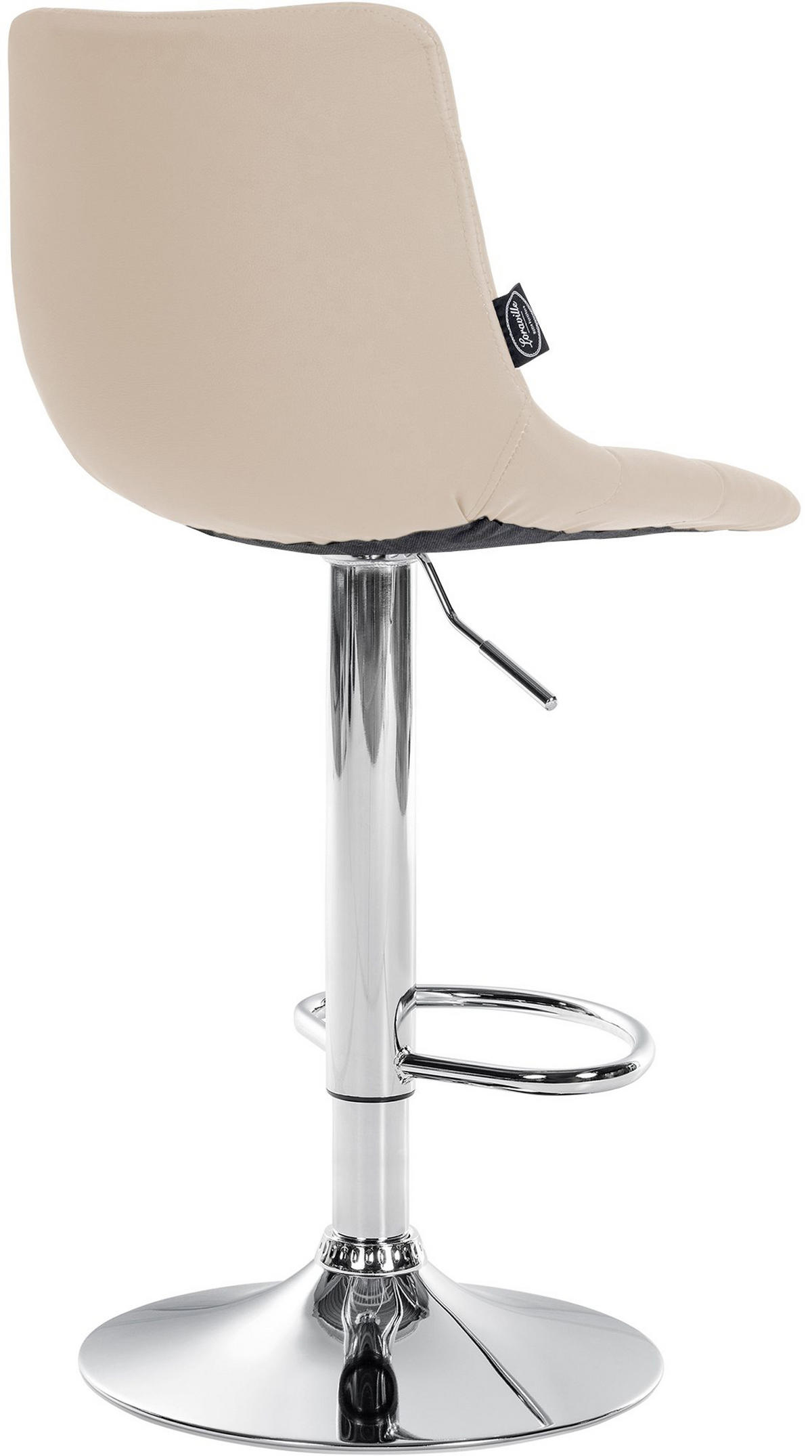 BARHOCKER James Kunstleder chrom creme - Chromfarben/Naturfarben, Kunststoff/Metall (43/108.5/46.5cm) - TPFLiving