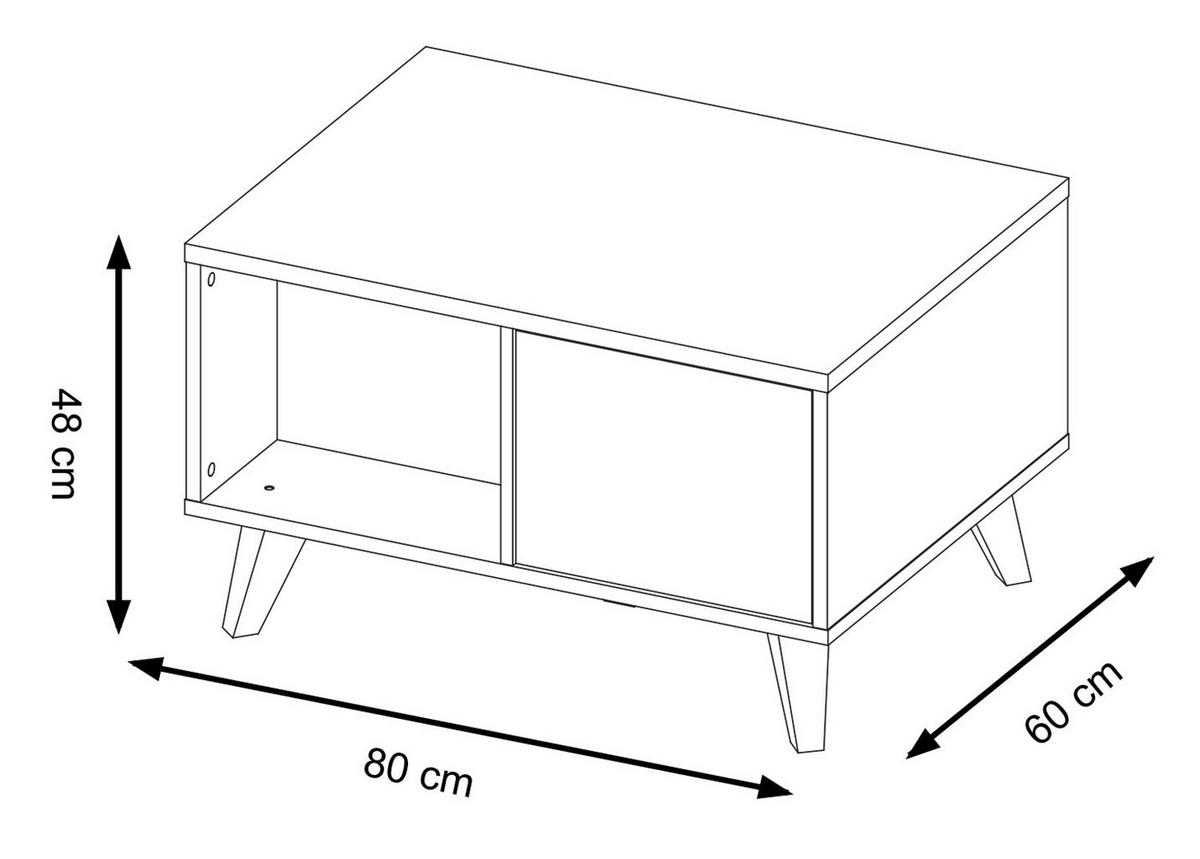 COUCHTISCH Cozy Eiche Rustikal 80 / 60 / 48cm - Eichefarben/Braun, Holz (60/80/48cm) - Feldmann-Wohnen