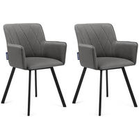 ESSZIMMERSTUHLE PYRUS 2-tlg Velours-Sitz, Grau - Schwarz/Grau, Textil/Metall (56/84/46cm) - KONSIMO®