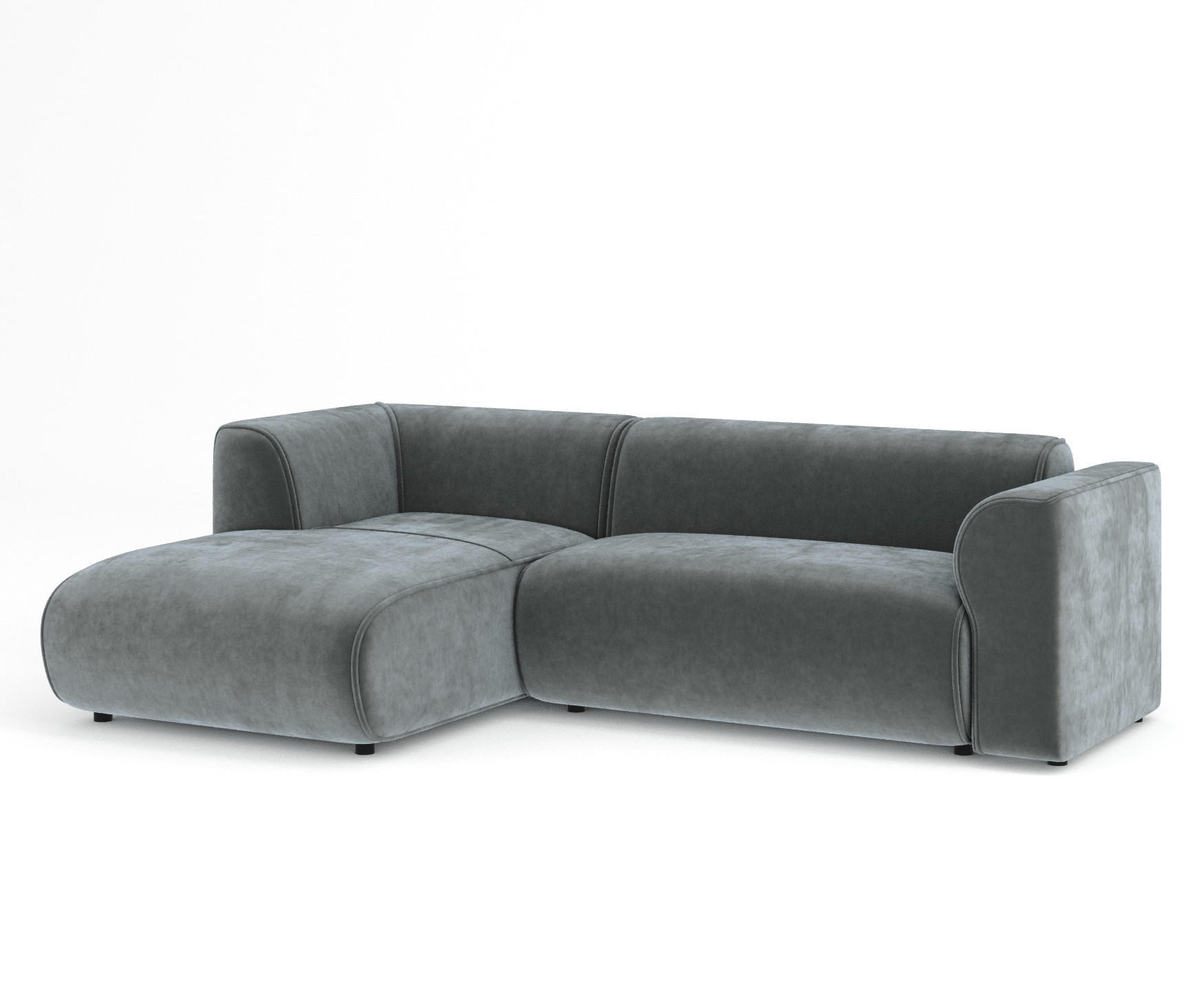 ECKSOFA Melani Dunkelgrau Samtstoff - Schwarz/Grau, Holz/Holzwerkstoff (253/153cm) - Maison de Reve
