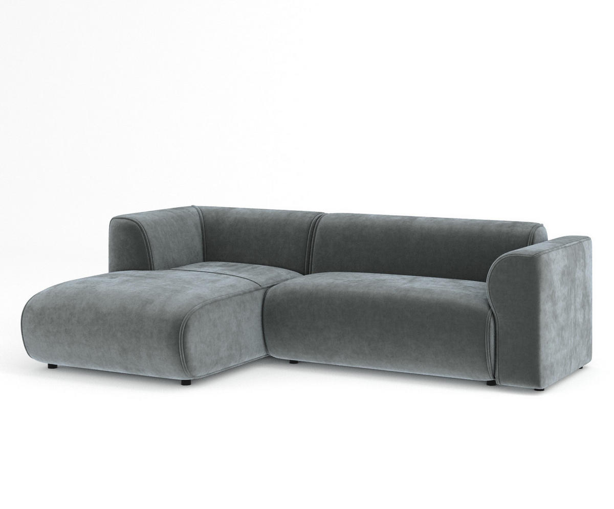 ECKSOFA Melani Dunkelgrau Samtstoff - Schwarz/Grau, Holz/Holzwerkstoff (253/153cm) - Maison de Reve