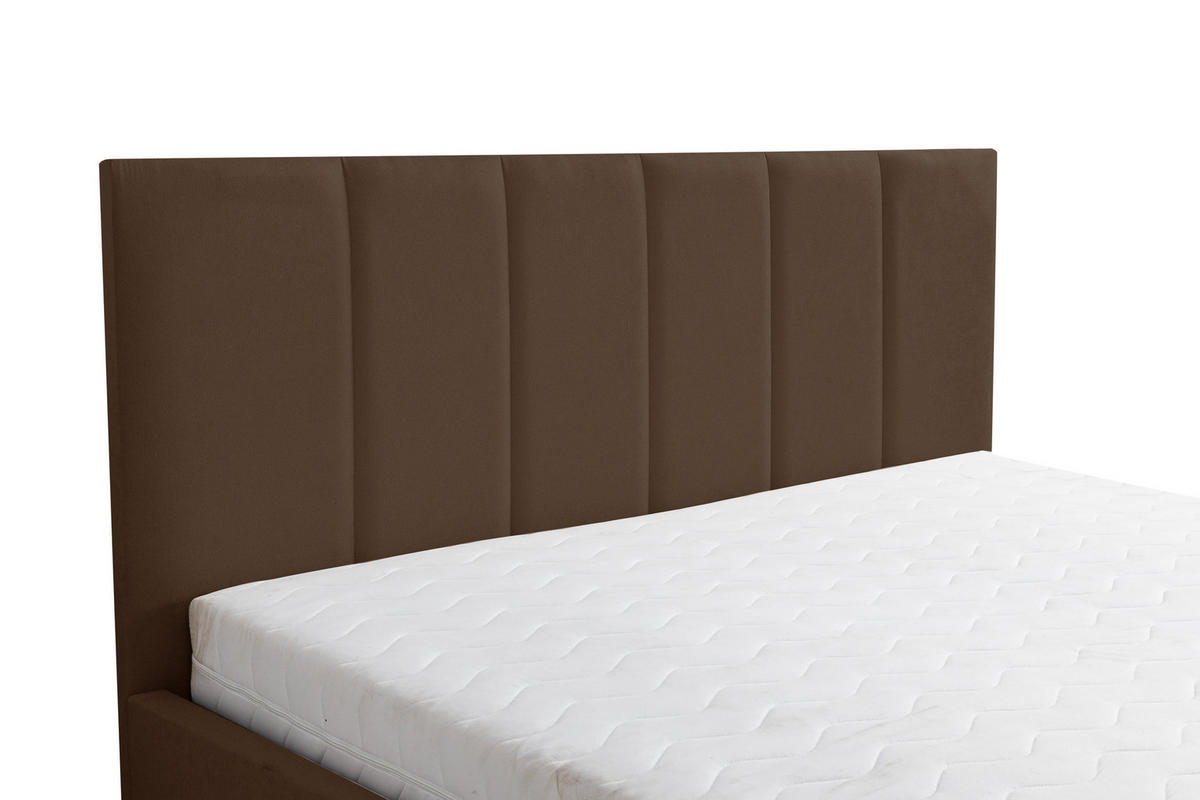 POLSTERBETT LISA mit Kopfteil, 160 x200 cm, Doppelbett mit Bettkasten und Lattenrost aus Velourstoff, Velourstoff, Frabe: Braun - Braun, Holz/Kunststoff (160/200cm) - VENASI MÖBEL