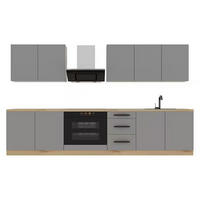 KÜCHENZEILE 260 cm – LangenK97-M260 - in Beige/Matt - Beige/Schwarz, Holzwerkstoff/Metall (260/212/52cm)