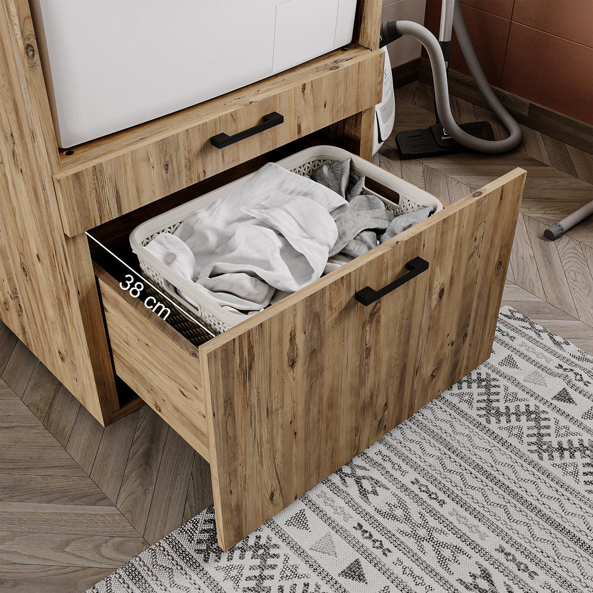 WASCHMASCHINENSCHRANK Serie 2 67cm Breit, 240cm Hoch - Eichefarben, Holzwerkstoff (67/240/67cm)