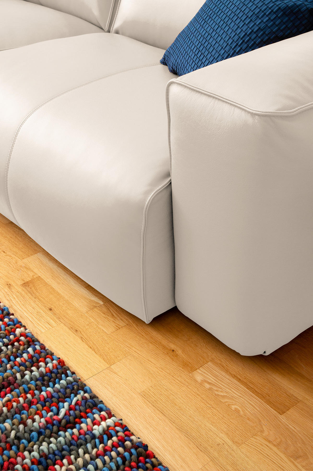 3-SITZER SOFA - Schwarz/Hellblau, Leder/Kunststoff (251/71/102cm) - home24