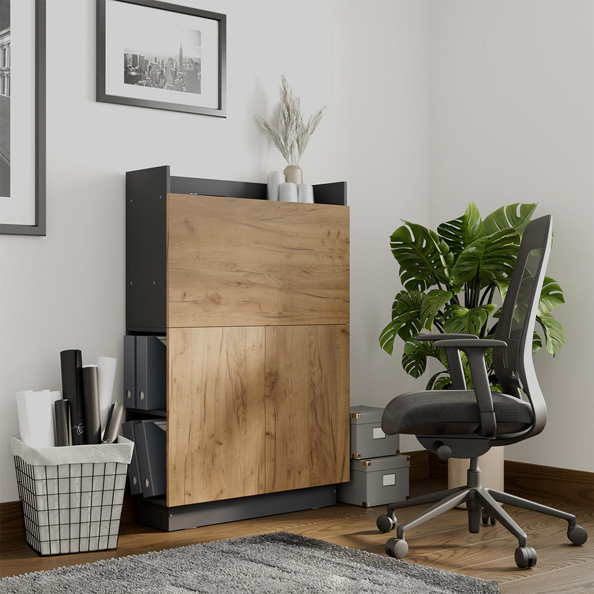 SEKRETÁŘSKÝ STŮL Alena Antracit - antracitová, kompozitní dřevo (28.6/85/128.5cm) - Vicco