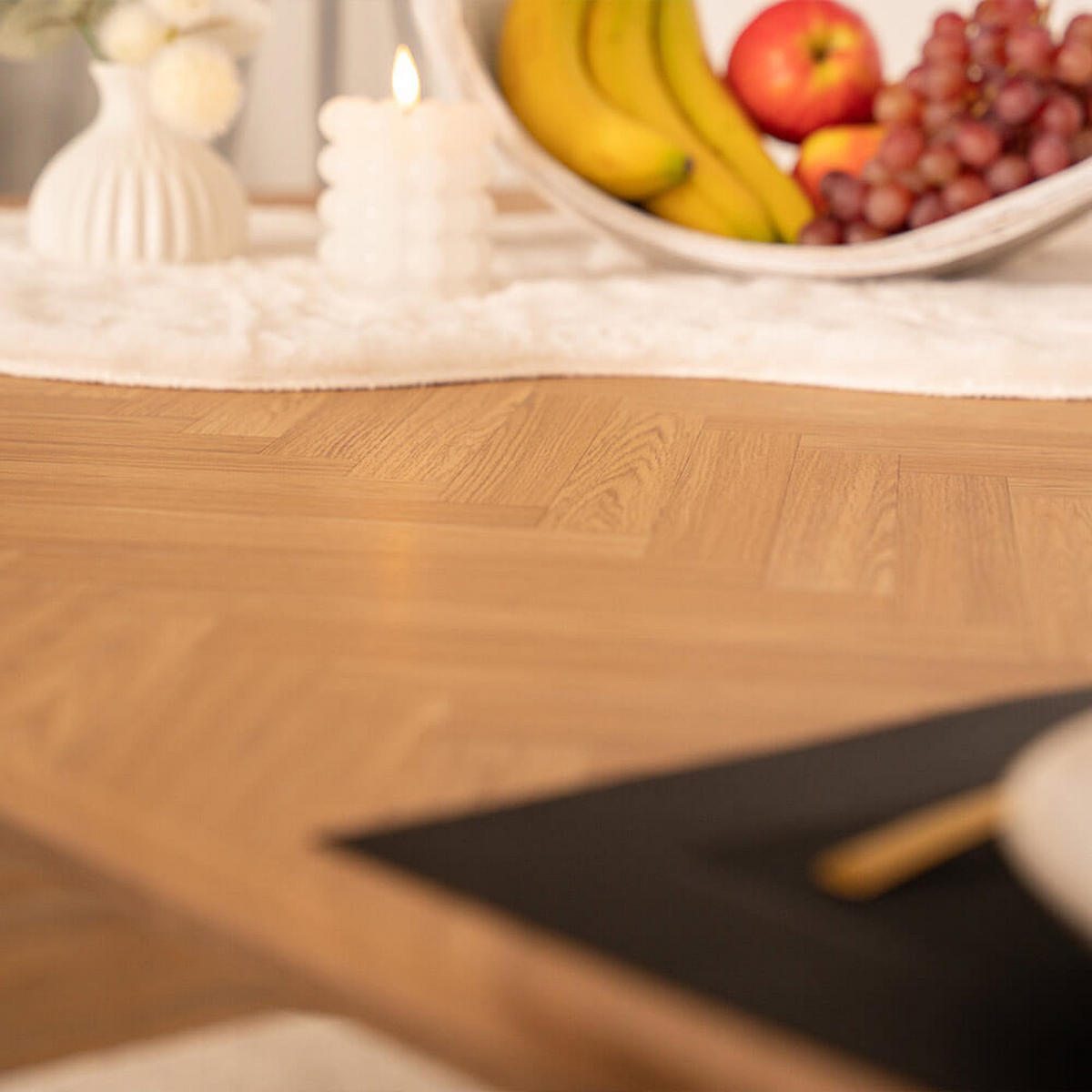 ESSTISCH Eckig AVENCIA inkl. U-Fuß - 240 x 120 cm Fishbone Oak - Braun, Holz (240/120/4cm) - Home Deluxe