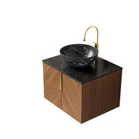 WASCHTISCHKOMBI 61x50x55.1cm Schwarz/Eiche mit Keramikbecken & Soft-Close - Eichefarben, Keramik (61/55.1/50cm) - Modfu