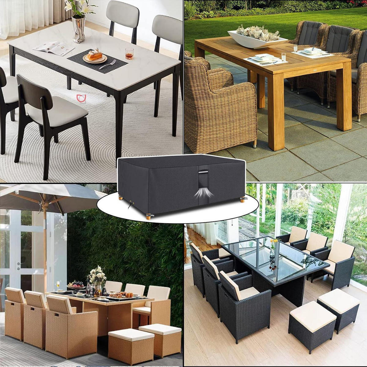TERRASSENTISCHABDECKUNG Grau 200 x 160 x 70 cm - Grau, Kunststoff (200/71/160cm)