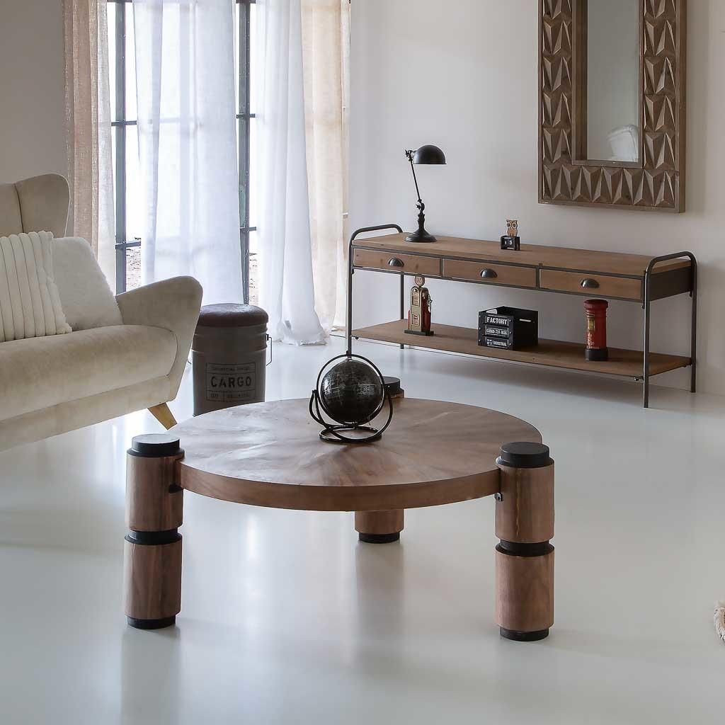 COUCHTISCH aus Holz und Metall D110x46 cm - Braun, Holz (110/110/46cm) - Wanderlust