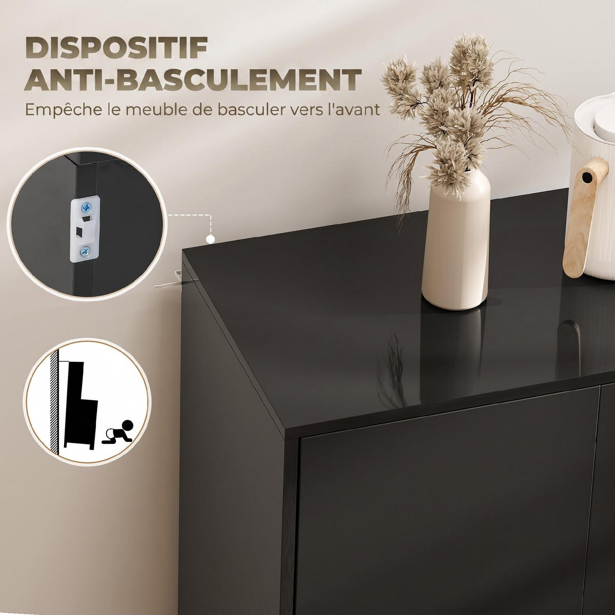 SIDEBOARD Schwarz 140/36/74 cm - Schwarz, Holzwerkstoff (36/74/140cm) - PANGIVO