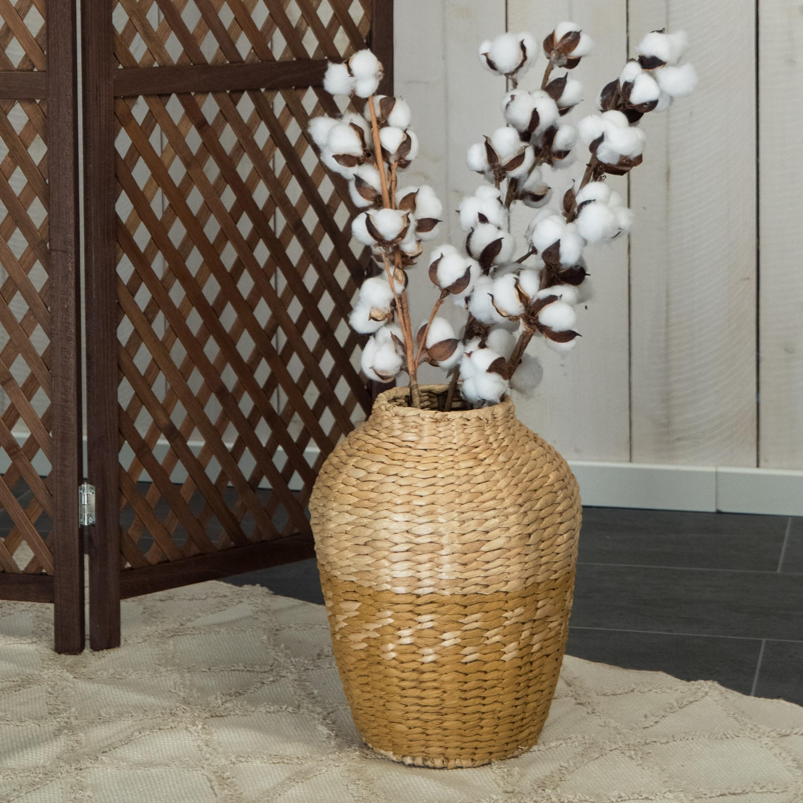 VASE Kairo 32 cm, geflochtenes Stroh natur-gelb - Naturfarben, Naturmaterialien (32cm) - CREEDWOOD