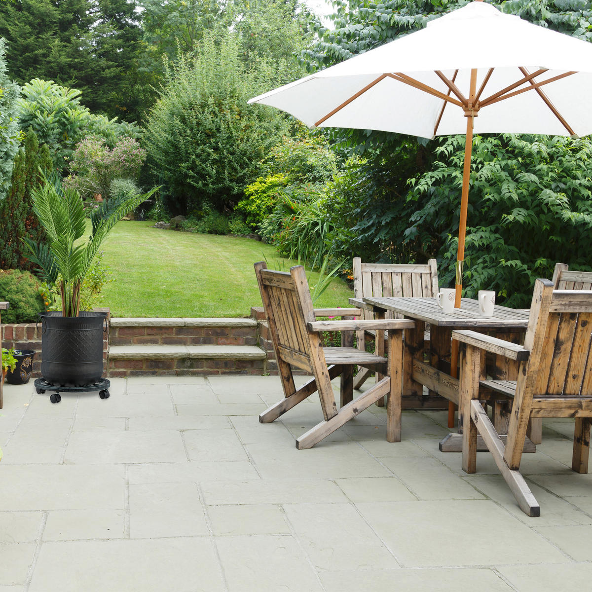 PFLANZENROLLER - Schwarz, Kunststoff/Metall (38/7.5/38cm) - Relaxdays