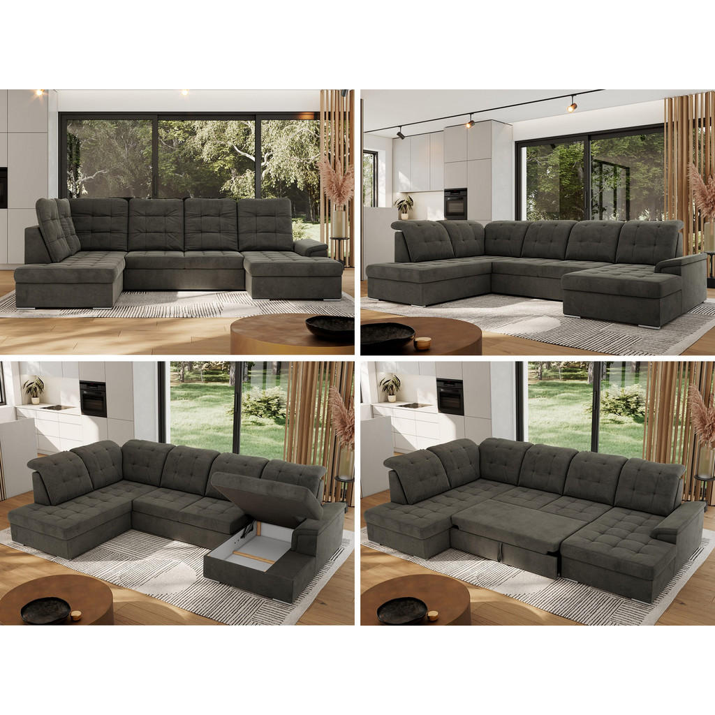 Thumbnail - MKS Wohnlandschaft, Dunkelgrau, Textil, 6-Sitzer, U-Form, 204x89x323 cm, Oeko-Tex®, Wohnzimmer, Sofas & Couches, Wohnlan...