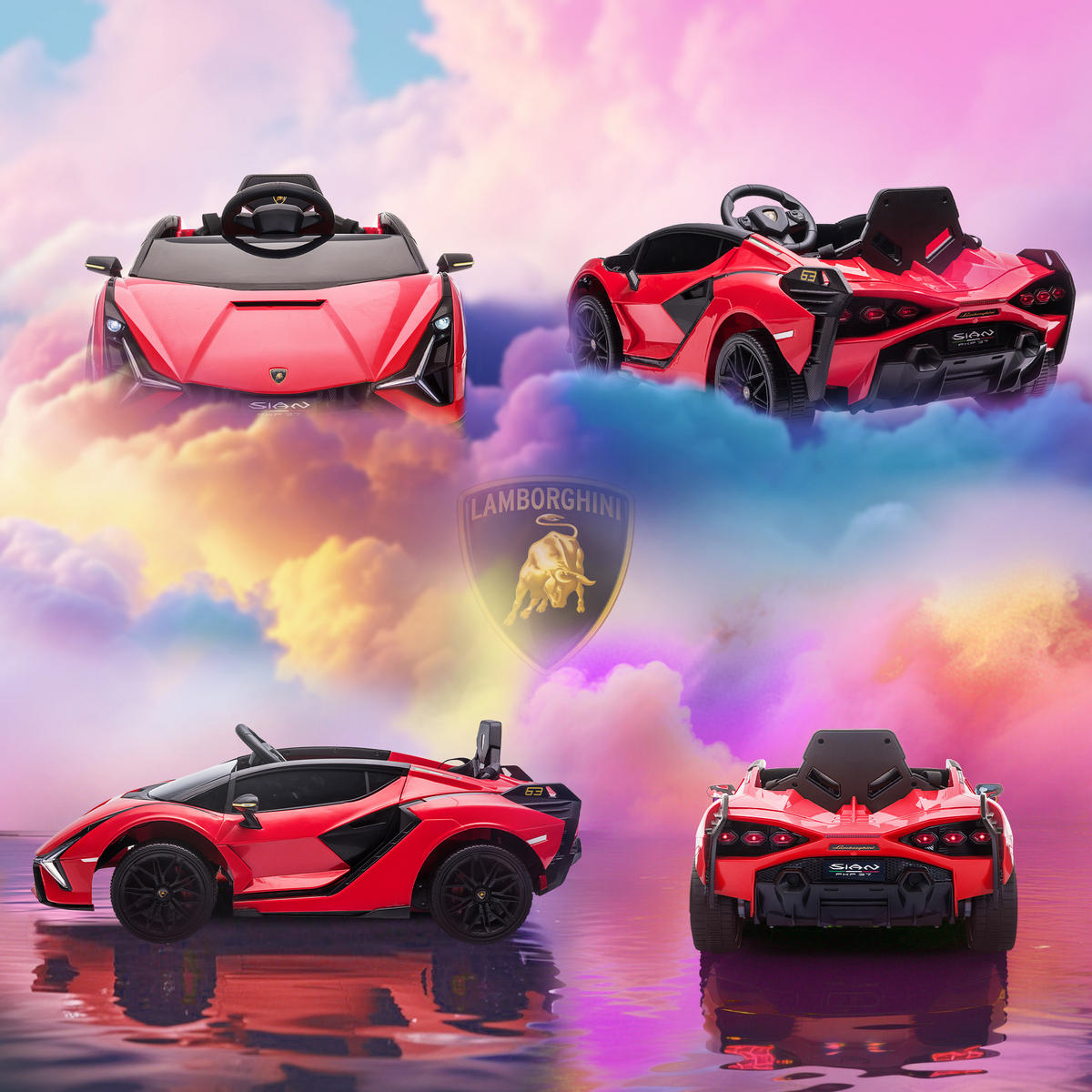 KINDER-ELEKTROAUTO DE-06094 Lamborghini lizenziert mit 2,4G Fernbedienung Rot - Rot, Kunststoff/Metall (108/62/40cm) - ComfortXL