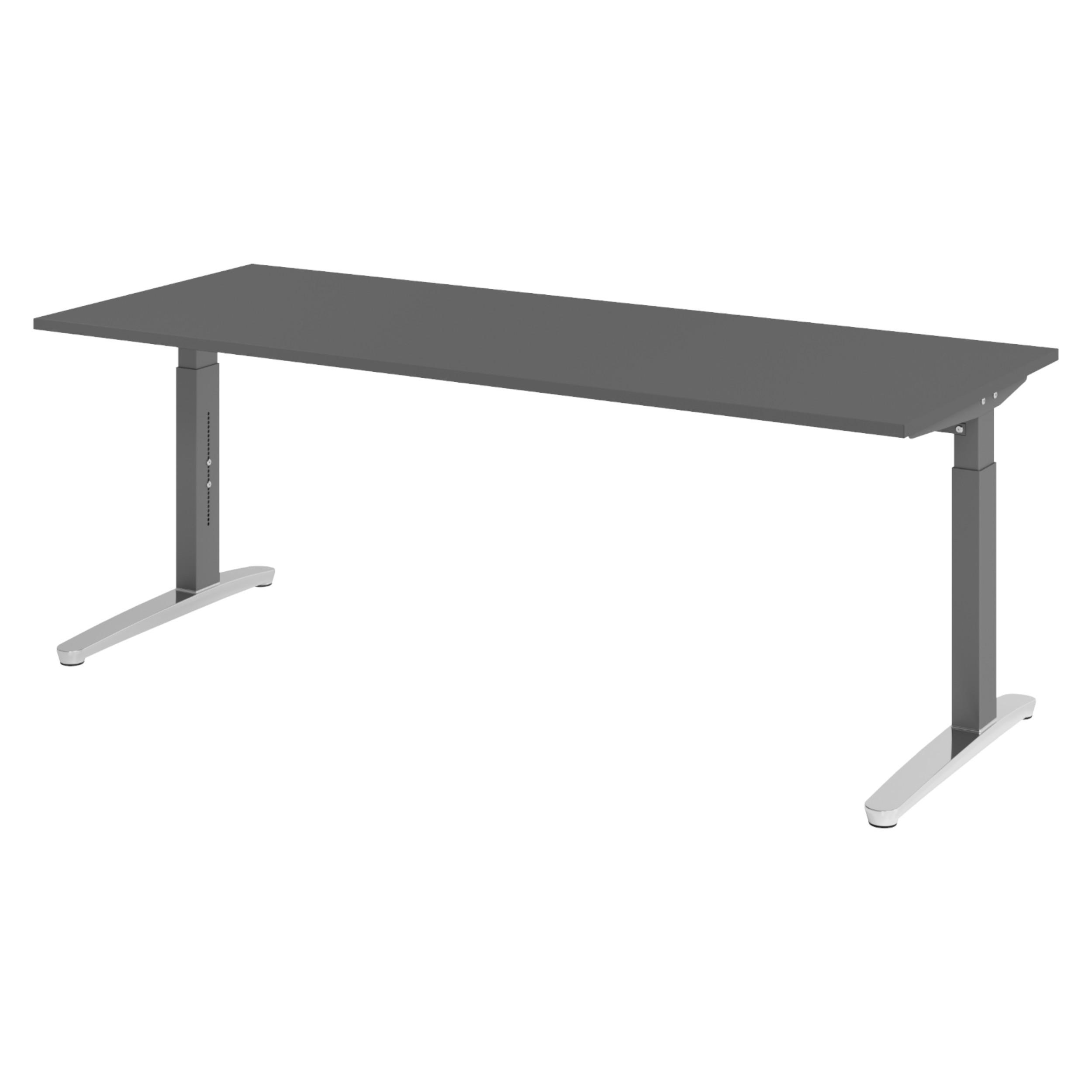 bümö Schreibtisch Graphit, Graphit, Silber 200x74x80 cm