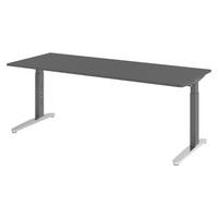 SCHREIBTISCH Serie-XB 80/200/74 cm in Graphitfarben/Graphitfarben/Alu poliert - Silberfarben/Graphitfarben, Holzwerkstoff (80/200/74cm) - bümö