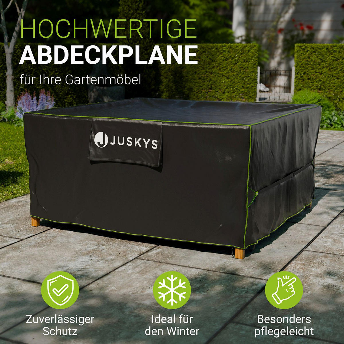 GARTENMÖBELABDECKUNG CoverSafe Pro schwarz - Schwarz, Kunststoff (200/90/200cm) - Juskys
