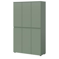 MEHRZWECKSCHRANK grün 105 x 175 cm, Stauraumschrank 6-türig mit 18 Fächern - Schwarz/Grün, Holzwerkstoff/Kunststoff (105/175/37cm) - Inn.Furn