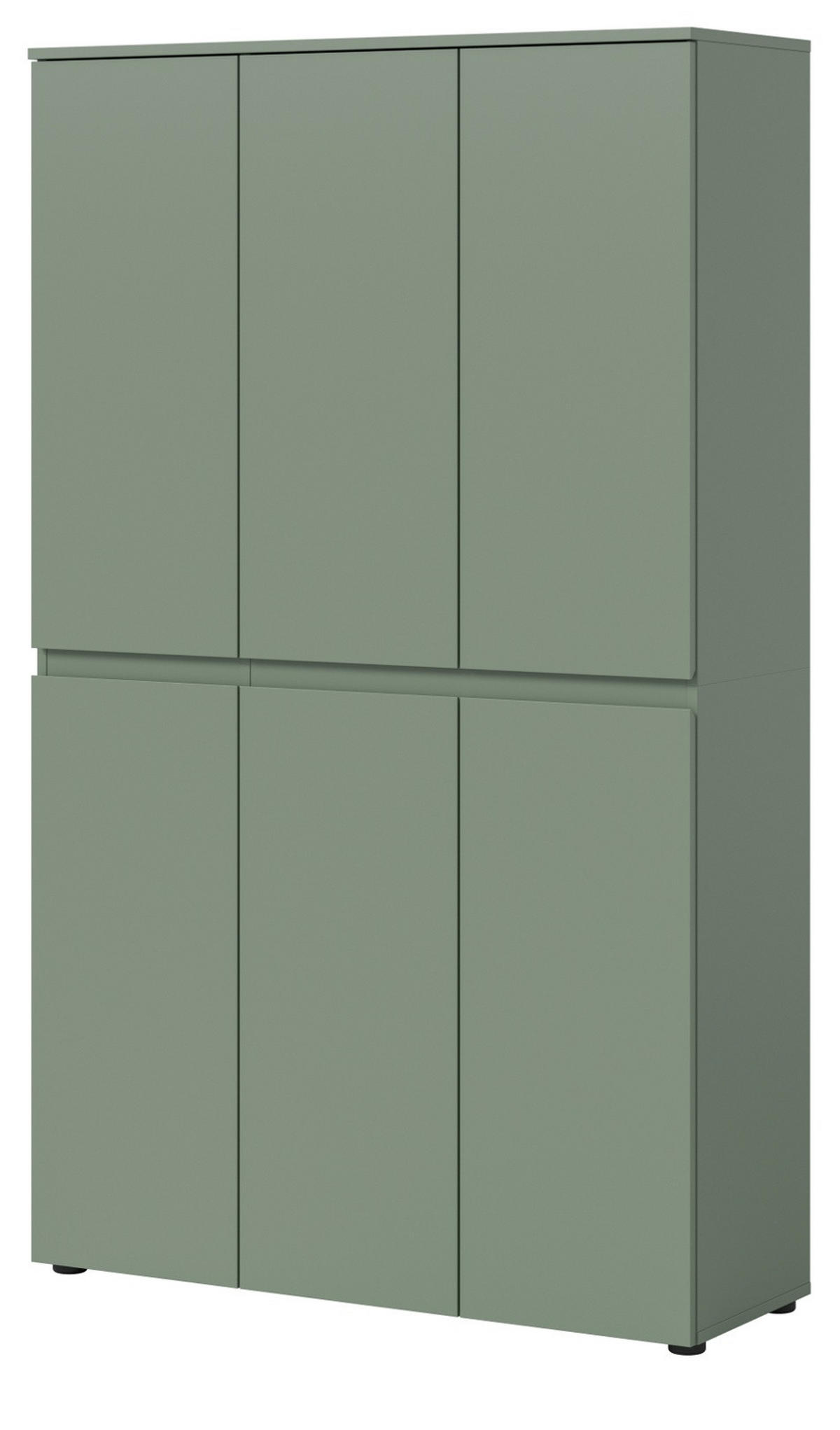 MEHRZWECKSCHRANK grün 105 x 175 cm, Stauraumschrank 6-türig mit 18 Fächern - Schwarz/Grün, Holzwerkstoff/Kunststoff (105/175/37cm) - Inn.Furn