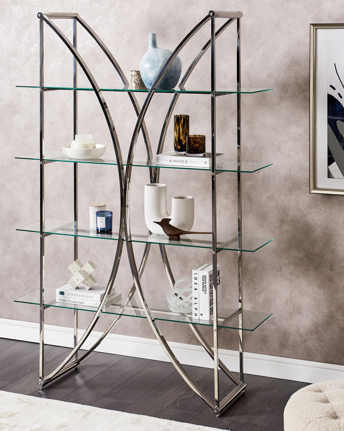 RAFT cu 4 niveluri metal 175 cm argintiu Hollow - argintiu, metal (120/175/34cm) - Beliani