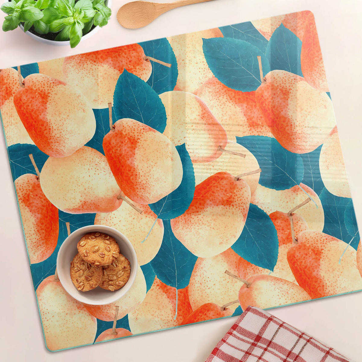 GLASPLATTE 60x52 cm Birnen - Orange, Glas (60/0.4/52cm) - TULUP