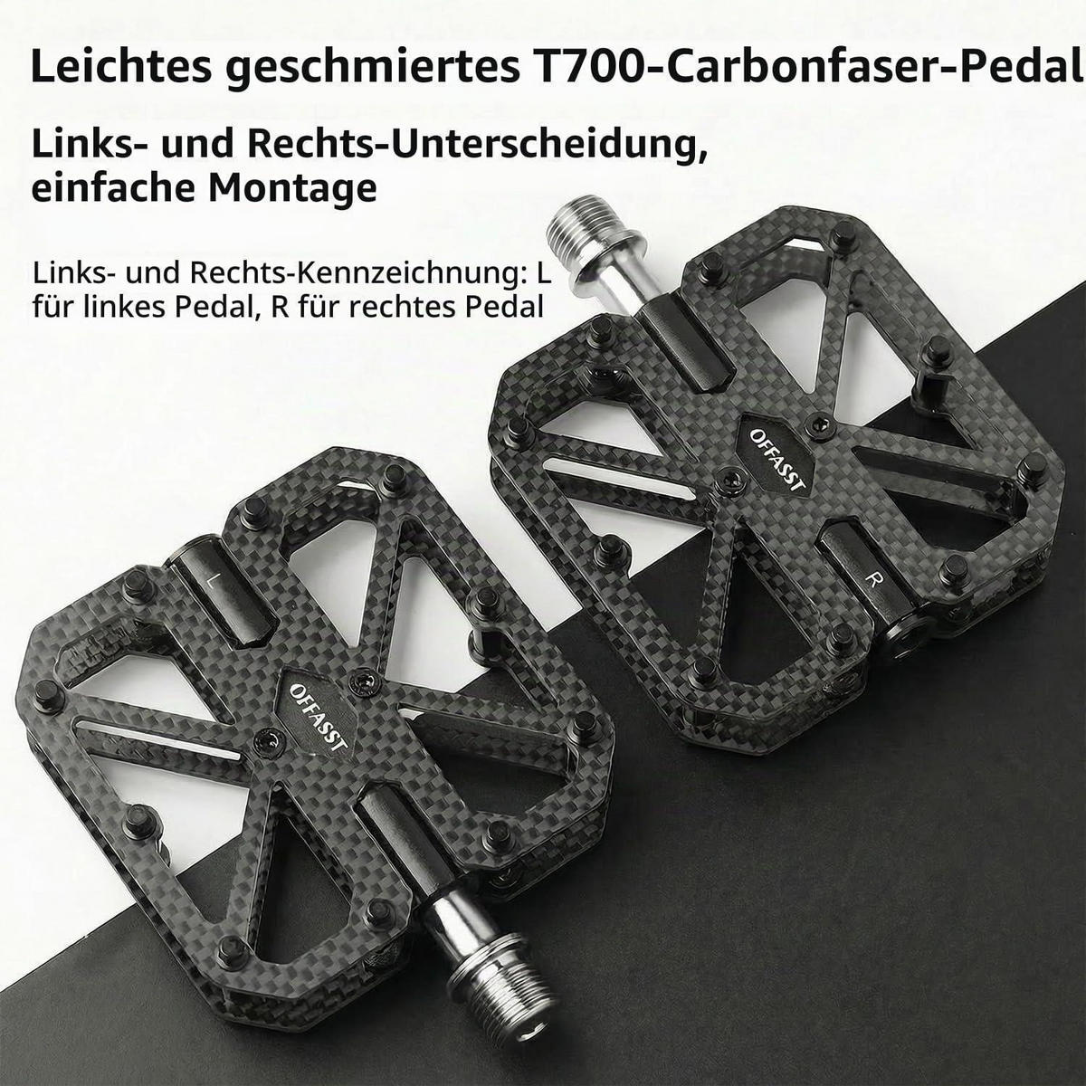 FAHRRADPEDALE Vollcarbon Ultralight 215g Titan-Achse 3 Lager 9/16" MTB Rennrad - Schwarz, Kunststoff (8.5/1.8/11cm)