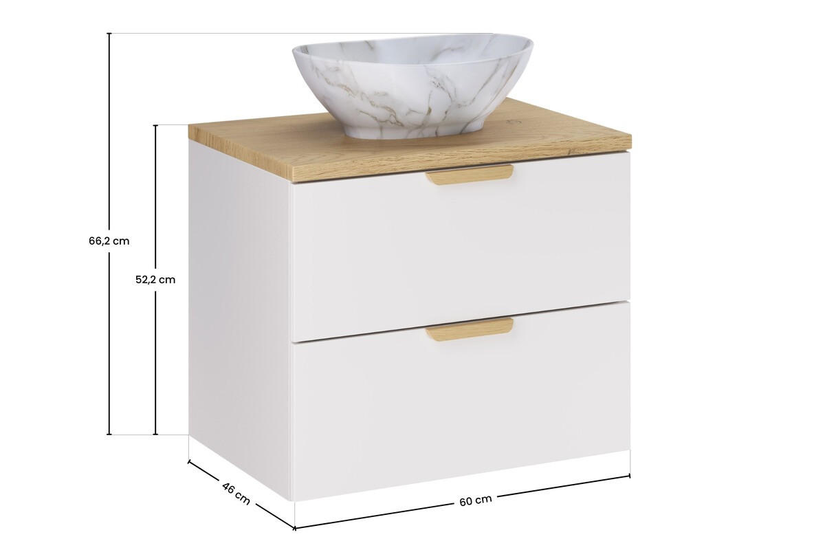 WASCHTISCHKOMBI 60 cm 3 Teile - Aster White A BM422 in Weiß/Matt - Weiß, Holz (60/50/46.5cm)