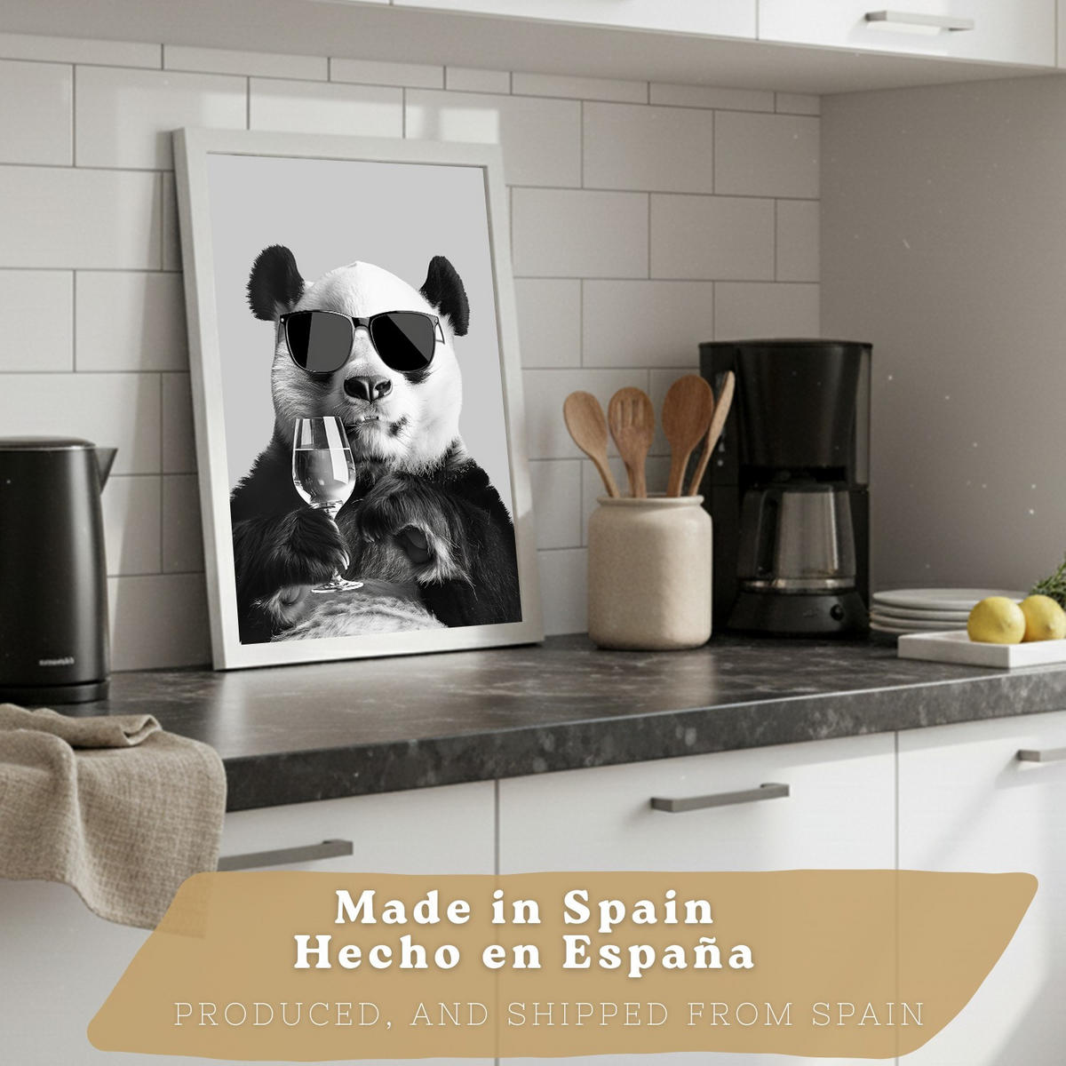 PLAKAT Sada 2 Panda Bears A4 Bílý rám - bílá, papír (29.7/1/21cm) - Nacnic