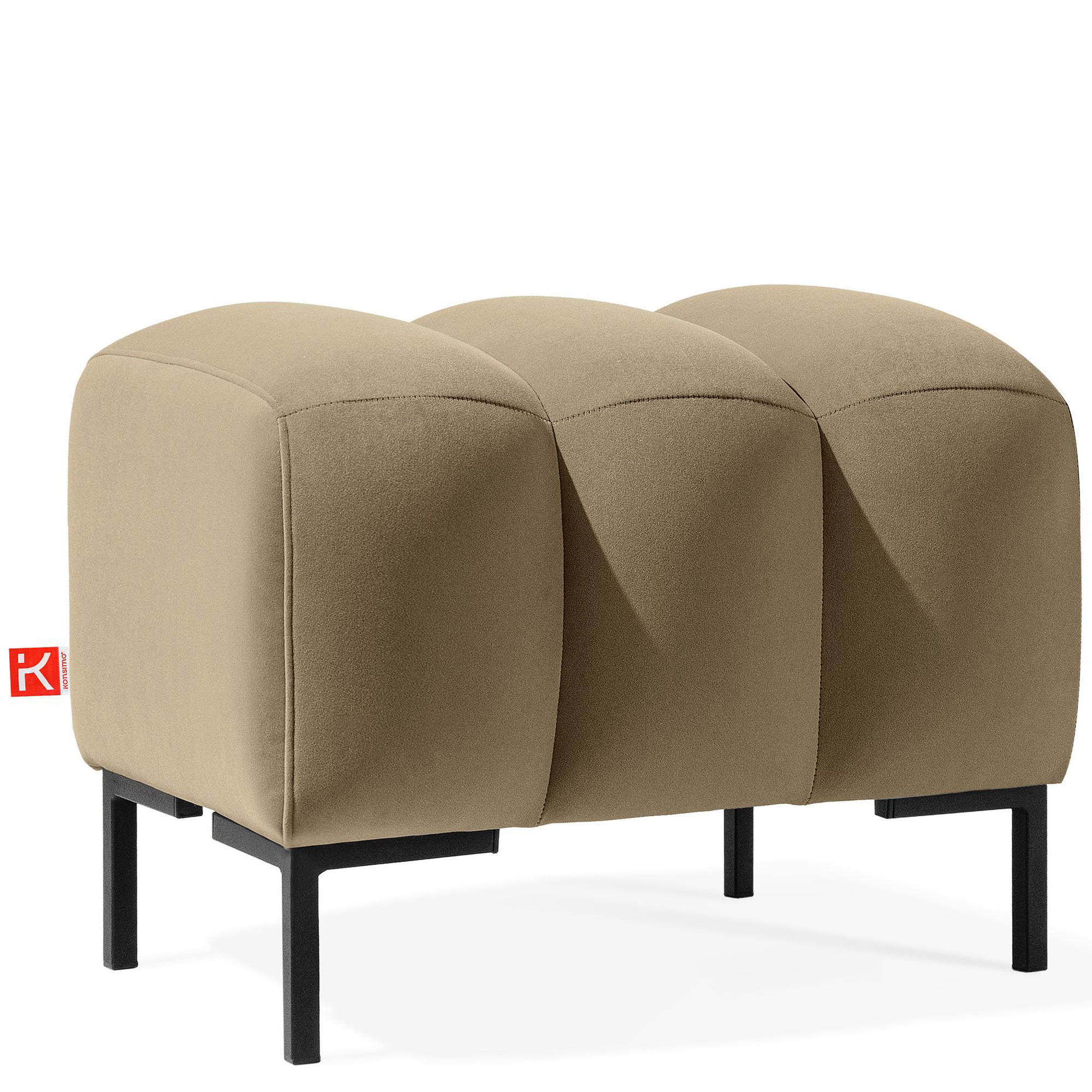 SITZHOCKER Polsterhocker PECCO, Veloursstoff - Creme/Schwarz, Holz/Textil (60/50/50cm) - KONSIMO®