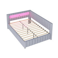 POLSTERBETT 140/200 cm DE-01924, in Grau, mit Sofafunktion, LED und USB - Grau, Holzwerkstoff (140/200cm) - ComfortXL