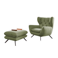 SESSEL CHARME Grün Cord - Schwarz/Grün, Textil/Metall (100/106/95cm) - KAWOLA