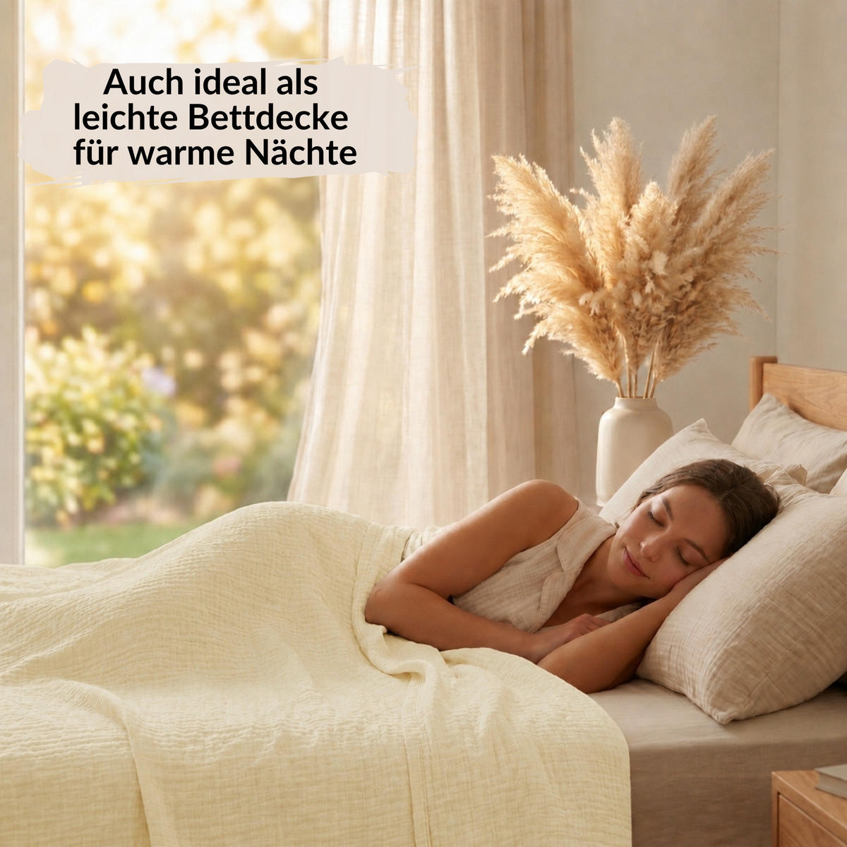 WOHNDECKE Musselin 150 x 200 cm, Leichte Kuscheldecke aus 100% Baumwolle - Nutzbar als Tagesdecke, Plaid oder Decke für Sofa, Couch & Bett - Creme - Creme, Textil (150/200cm) - Carpe Sonno