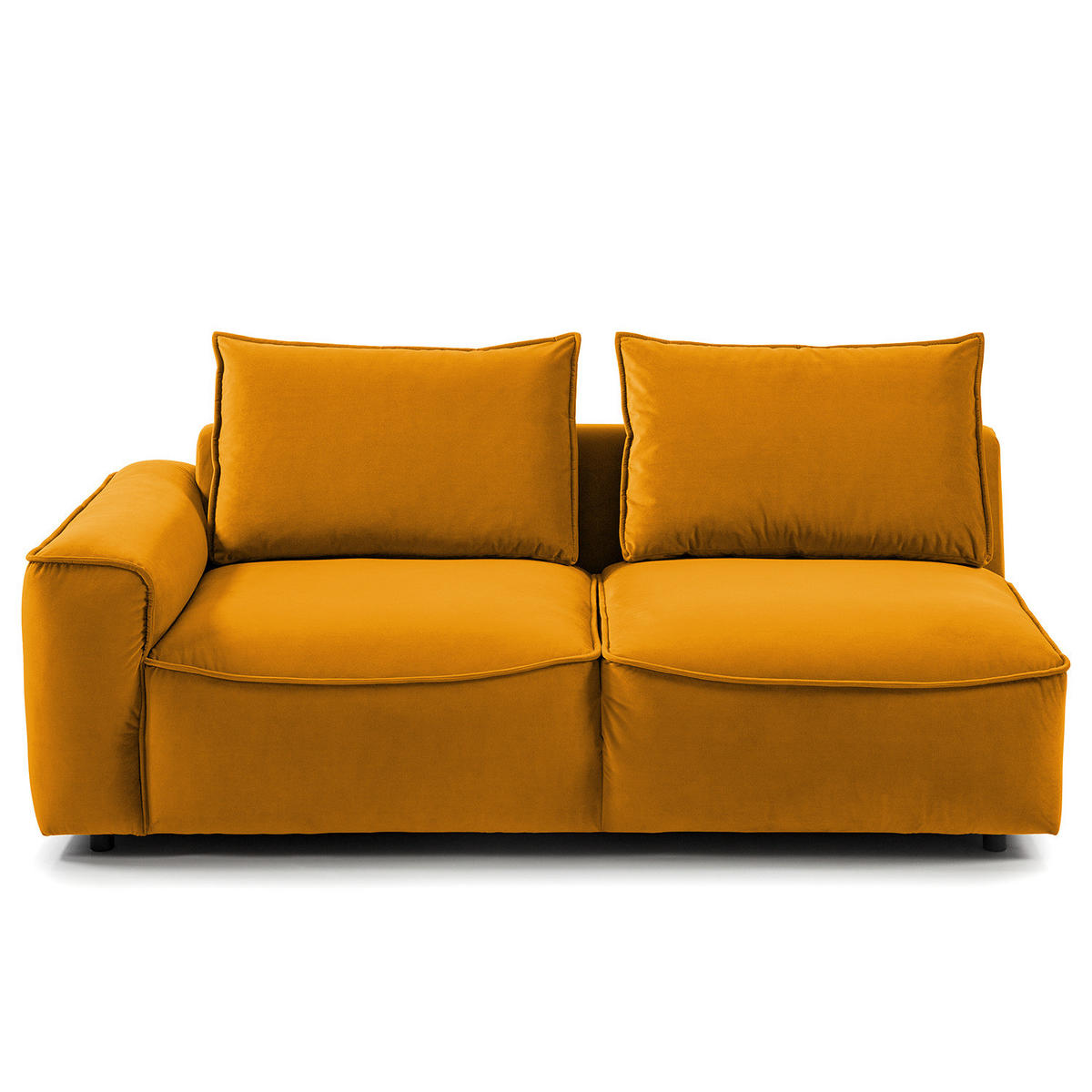 2,5-SITZER SOFA - modular - Schwarz/Orange, Holz/Kunststoff (189/80/99cm) - home24
