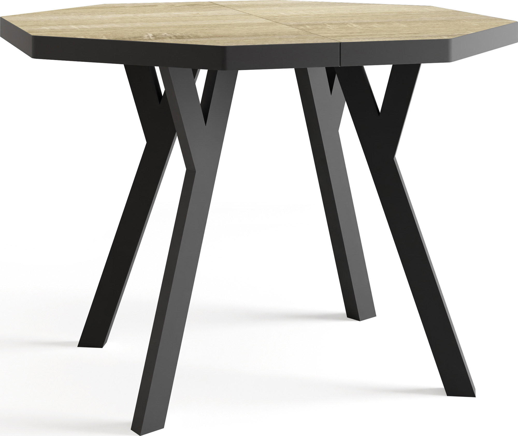 ESSTISCH Desmond achteckiger ausziehbarer, Sonoma Eiche 100-200/100/76 cm - Schwarz/Braun, Holz/Holzwerkstoff (100/200/76cm) - WFL GROUP