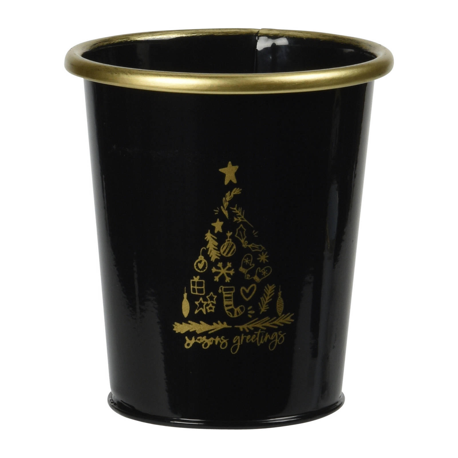 METALLEIMER Weihnachten Schwarz 10/11 cm - Schwarz, Metall (10/11/10cm) - Home Styling Collection