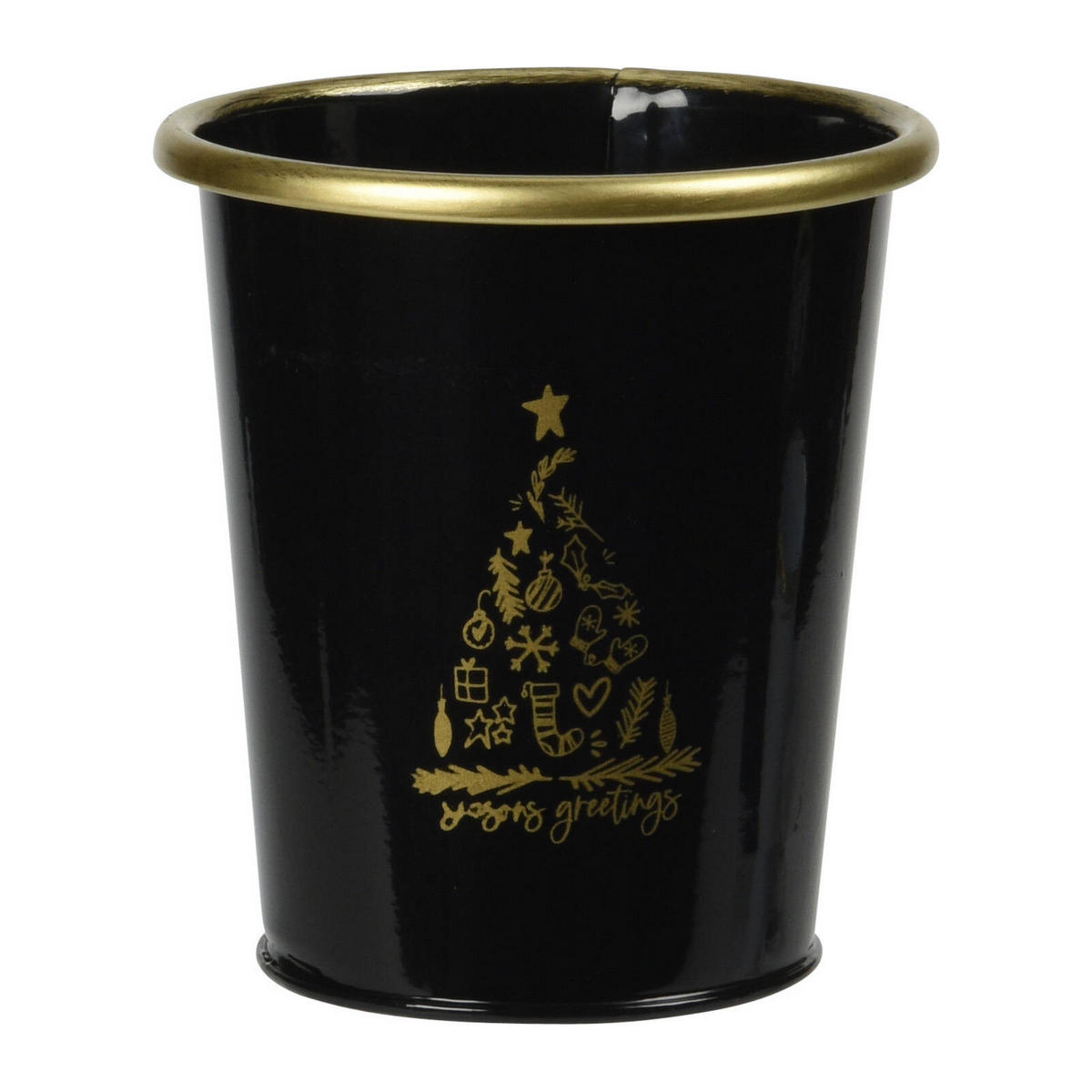 METALLEIMER Weihnachten Schwarz 10/11 cm - Schwarz, Metall (10/11/10cm) - Home Styling Collection