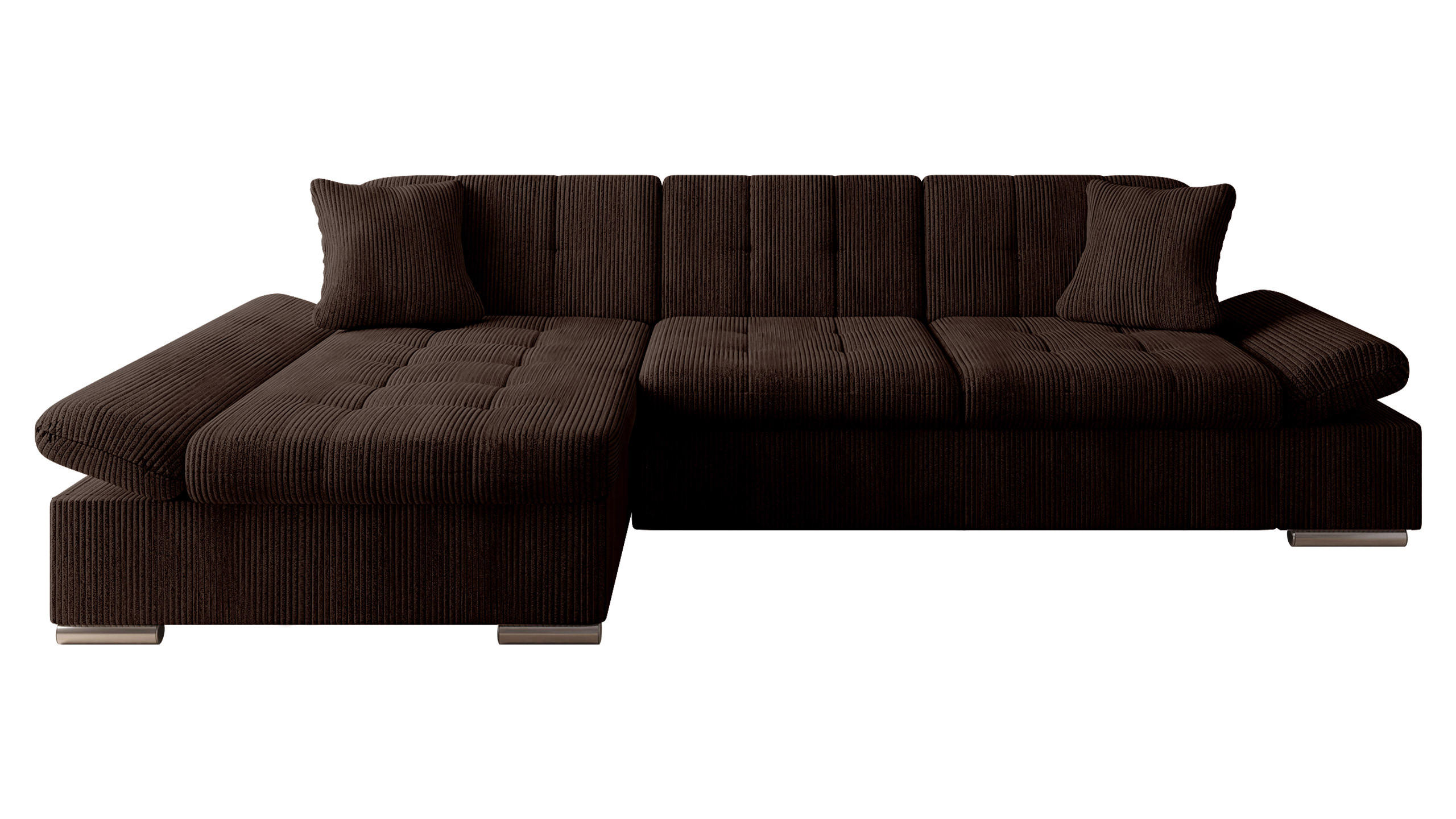 ECKSOFA Montana Cord, Seite: Links - Braun, Holz/Textil (278/161cm) - MIRJAN24