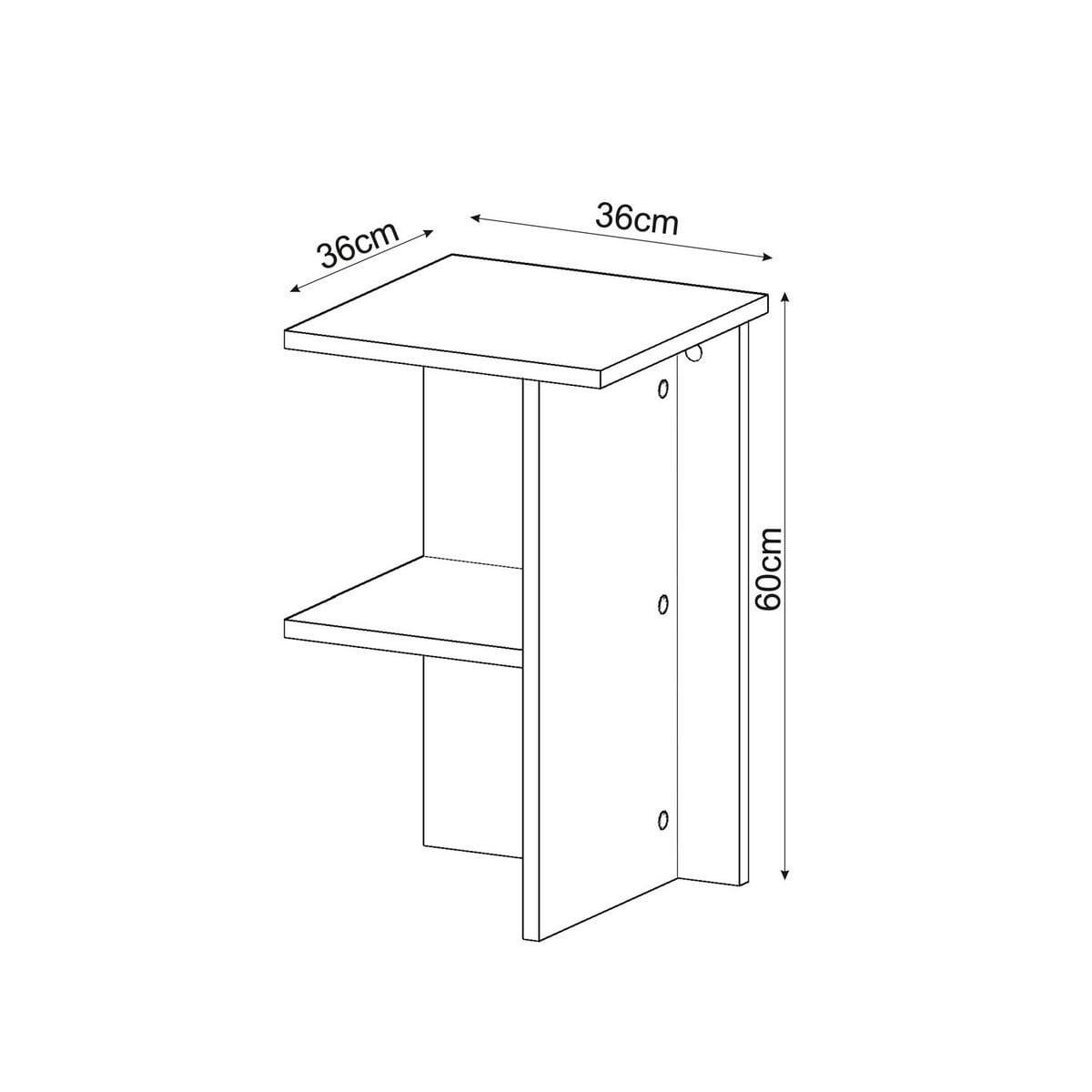 NACHTTISCH quadratisch mit ablage 36/36/60 cm - Beige, Holzwerkstoff (36/60/37cm) - Calicosy