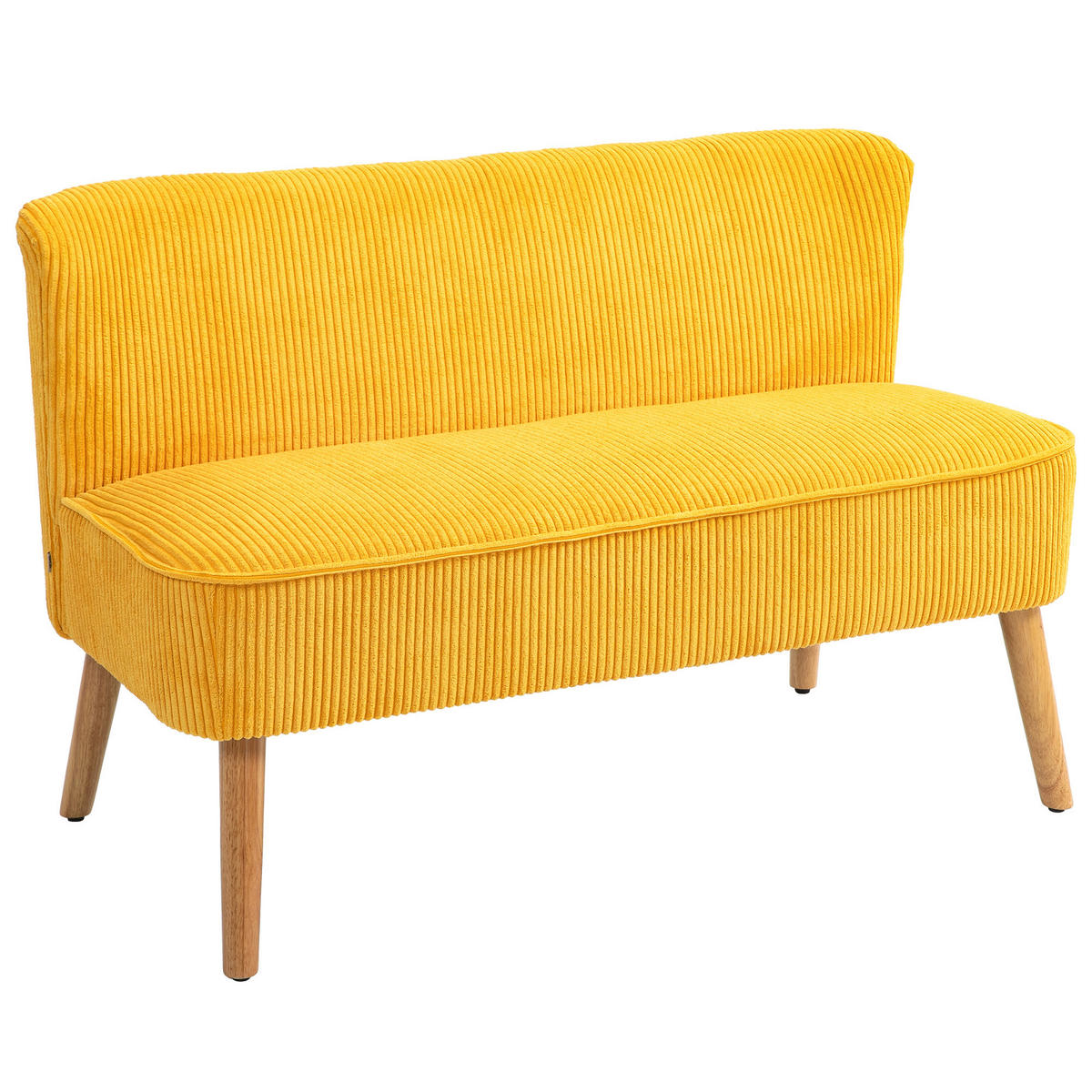 ZWEISITZER-SOFA DE-06459 Skandi Design, massiver Holzrahmen Gelb - Gelb, Holz/Textil (117/77/56.5cm) - ComfortXL