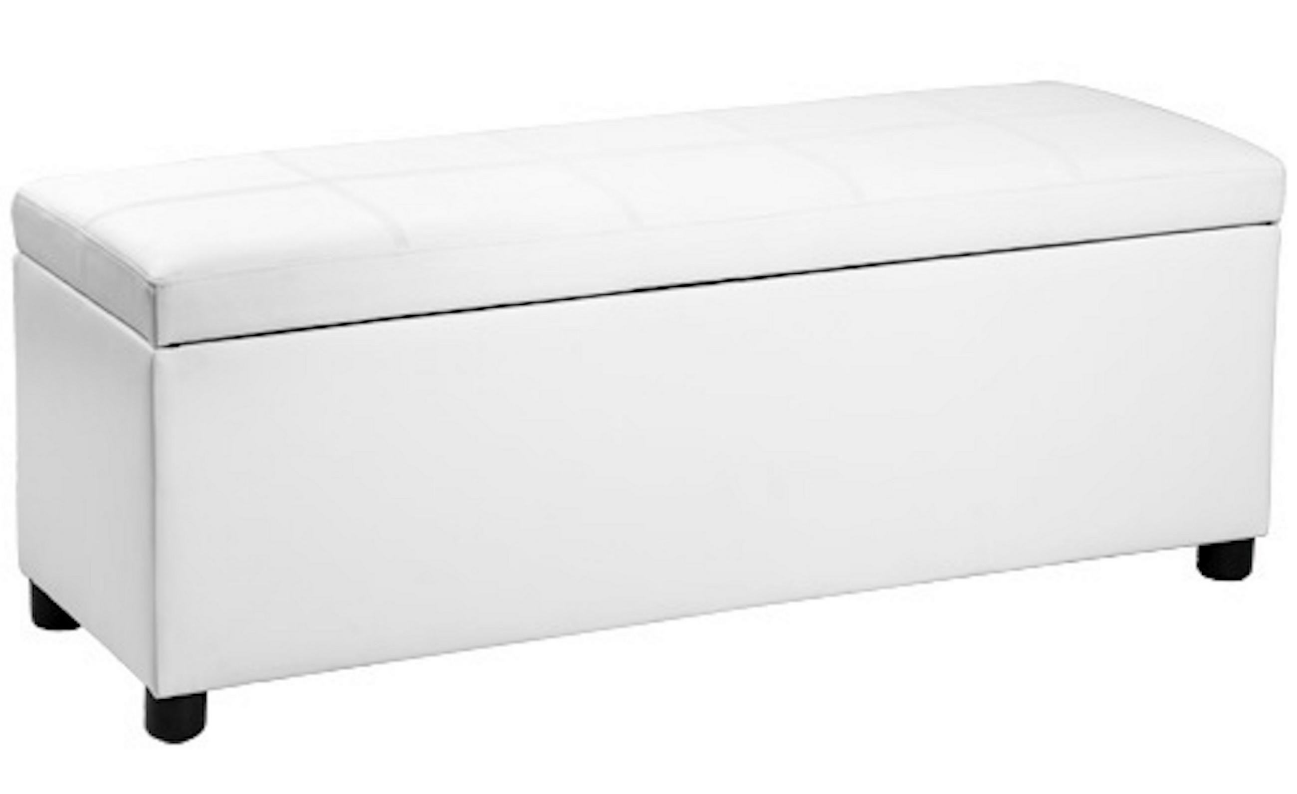 TRUHENBANK - Weiß, Holz/Kunststoff (118/43/37cm) - [en.casa]