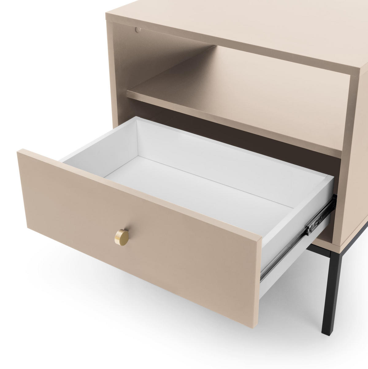 NACHTISCH - Bettisch Melody MS54 Beige + Schwarz - Beige/Schwarz, Holzwerkstoff (54/56/39cm) - Möblo