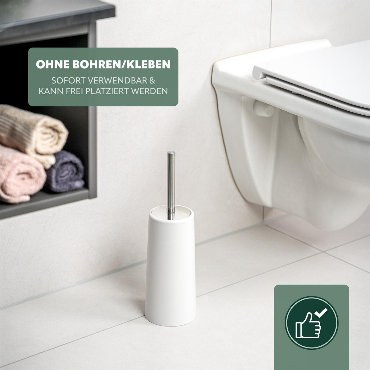 WC-BÜRSTE, weiß, Kunststoff - Weiß, Kunststoff (10/34.5/10cm) - bremermann