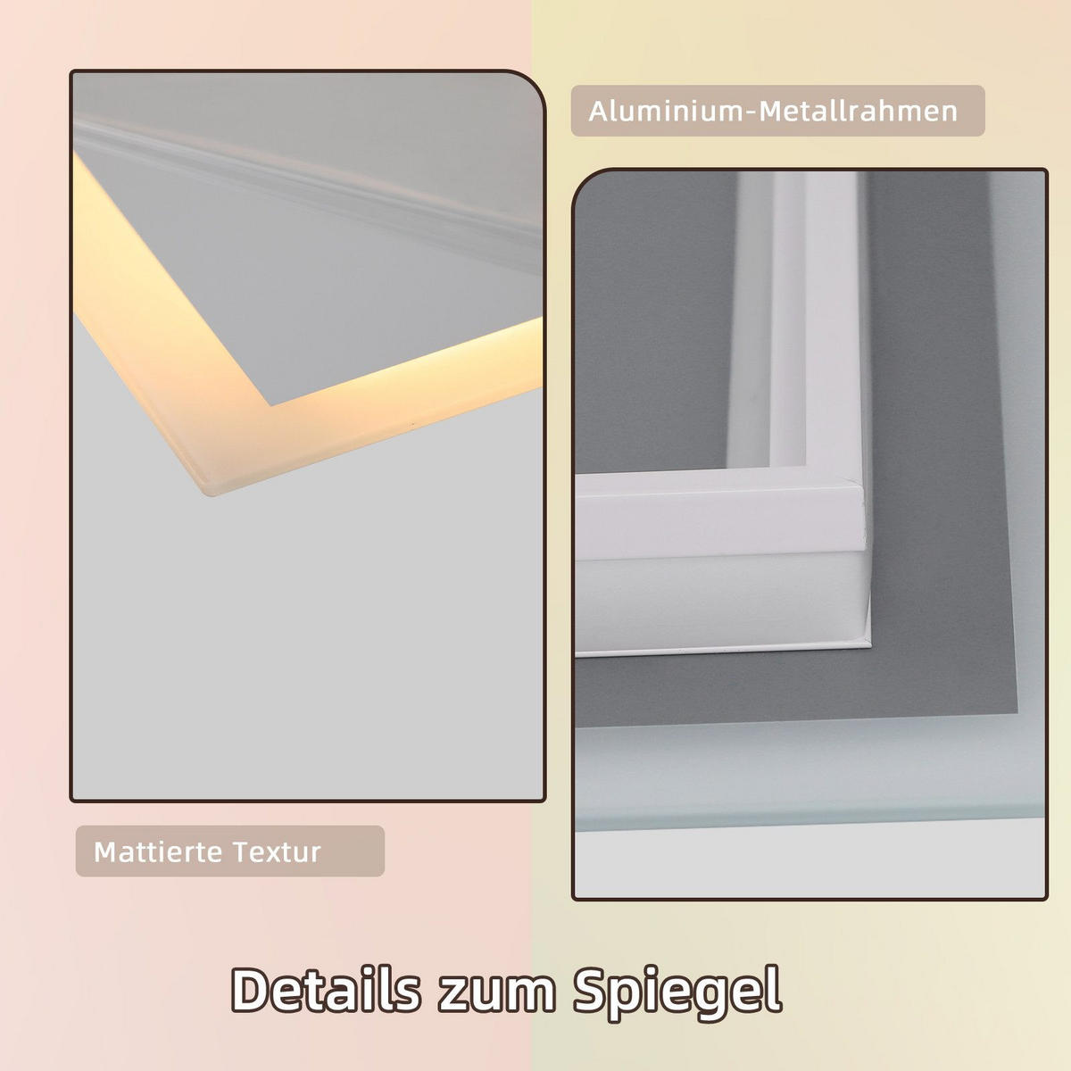 BADEZIMMERSPIEGEL Reddy mit LED-Leuchte 70/50 cm - Weiß, Glas (70/2.9/50cm) - Nettlife