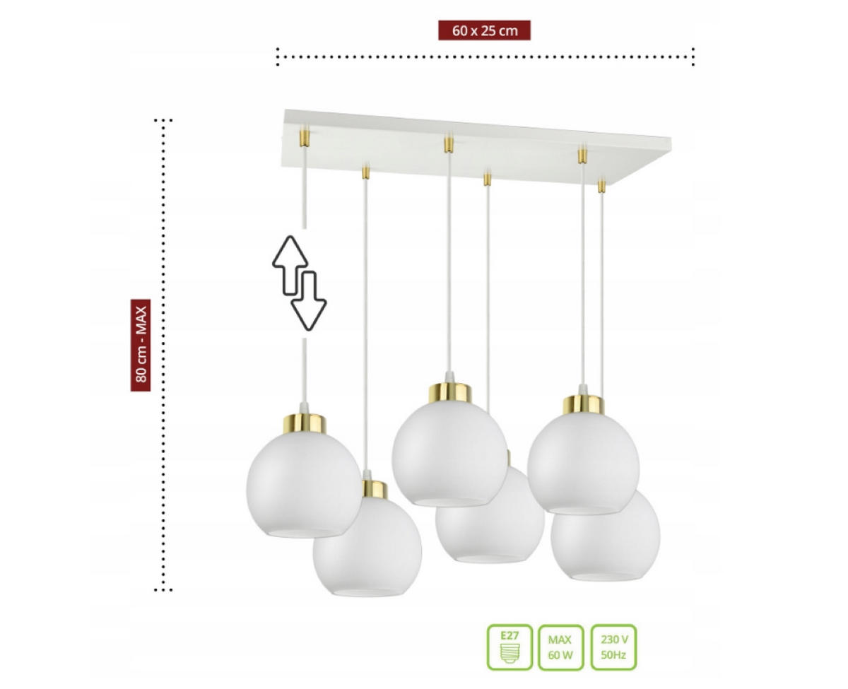 PENDELLEUCHTE GOLDGLAS - Goldfarben/Weiß, Glas/Metall (35/65/80cm) - kiki design