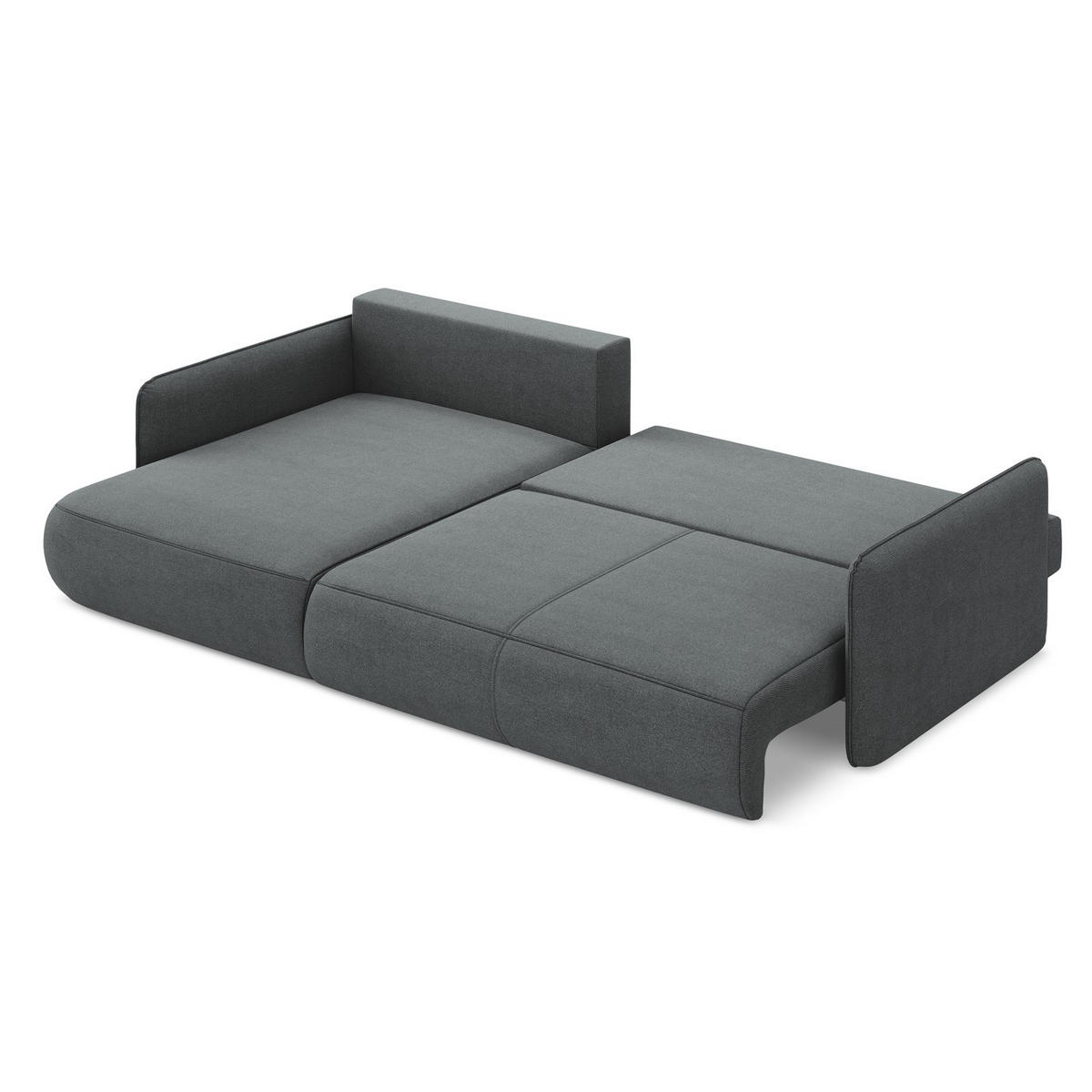 ECKSOFA mit Schlaffunktion Strukturstoff Stoff Grau - Schwarz/Grau, Kunststoff/Textil (148/240cm) - LaMiaSofa