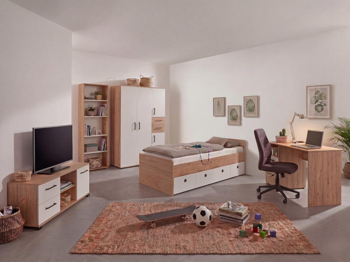 JUGENDBETT Bente 120 x 200 cm - Schwarz/Eiche Artisan, Holzwerkstoff/Kunststoff (120/200cm) - arthur berndt