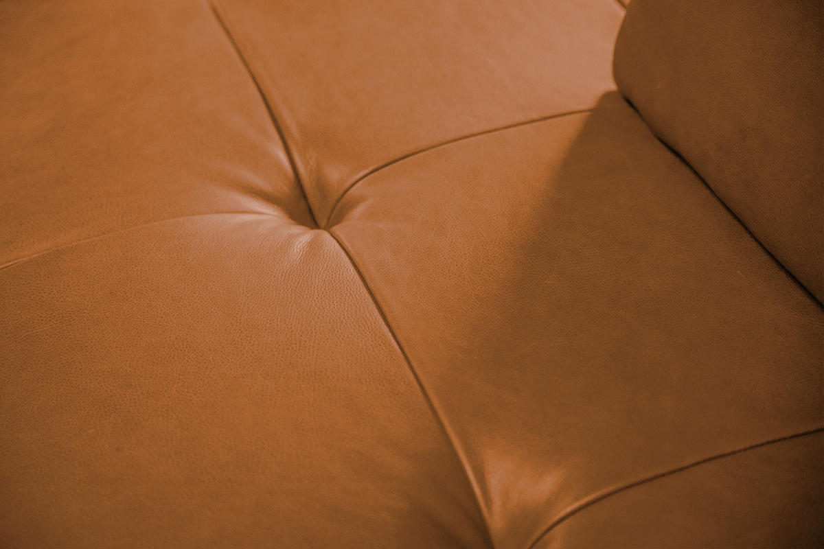 HOCKER WIOLO Braun Leder - Dunkelbraun/Silberfarben, Leder/Metall (110/42/110cm) - KAWOLA