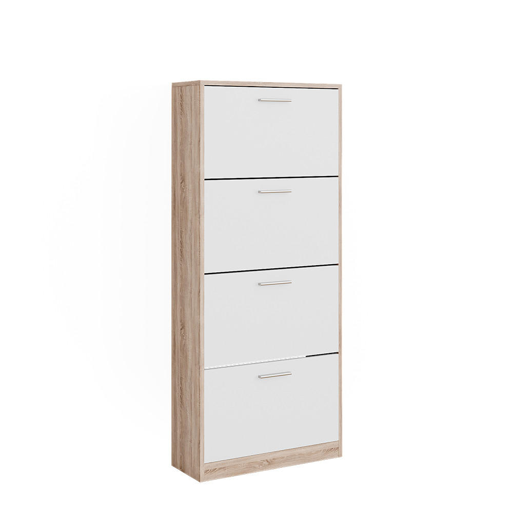 SCHUHKIPPER Gizmo Sonoma/Weiß 59 x 137 cm mit 4 Fächern - Weiß/Sonoma Eiche, Holzwerkstoff (59/137/22cm) - Vicco